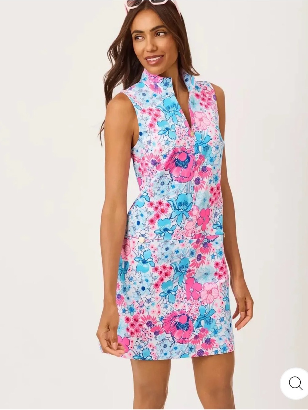 Lilly Pulitzer Sleeveless Rosee shift dress in all Floral Coverup in Pink & Blue